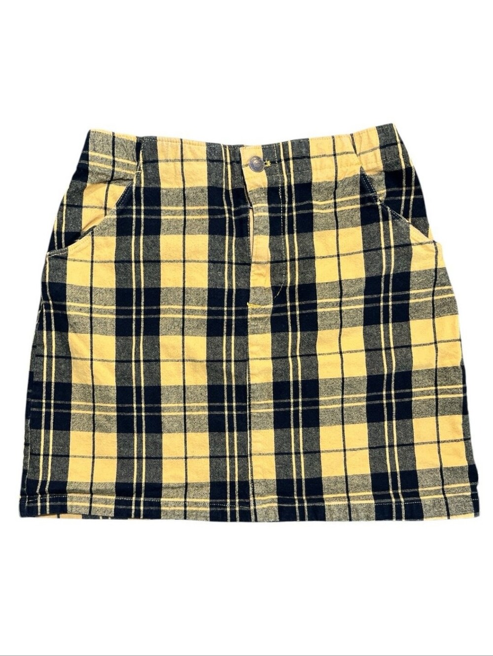 Hollister Clueless Yellow & Black Plaid Mini Skirt w/ Pockets, Size M
